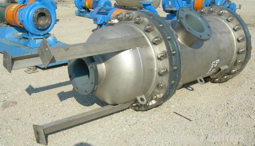 Used USF Filtration Separators Teflon Lined Filter, model T940451-000, type 180FH4-316L-6FD-C150-222ECTFE 90MILS, 316L stainless steel. Approximately 23.625'' x 54'' straight side. Flat bolt on top, ...