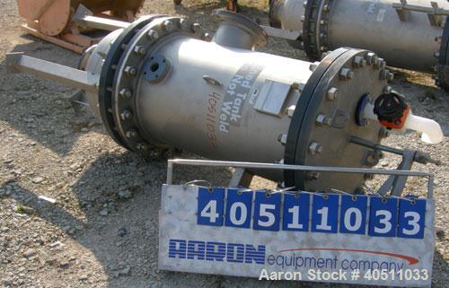 Used USF Filtration Separators Teflon Lined Filter, model T940451-000, type 180FH4-316L-6FD-C150-222ECTFE 90MILS, 316L stainless steel. Approximately 23.625'' x 54'' straight side. Flat bolt on top, ...