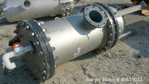Used USF Filtration Separators Teflon Lined Filter, model T940451-000, type 180FH4-316L-6FD-C150-222ECTFE 90MILS, 316L stainless steel. Approximately 23.625'' x 54'' straight side. Flat bolt on top, ...
