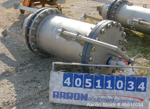 Used USF Filtration Separators Teflon Lined Filter, model T940451-000, type 180FH4-316L-6FD-C150-222ECTFE 90MILS, 316L stainless steel. Approximately 23.625'' x 54'' straight side. Flat bolt on top, ...