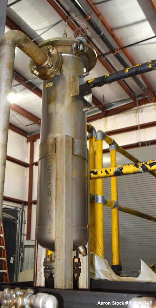 Used Shelco Bag Filter Housing, Model USB-2SB-304-2F-B, 304 Stainless Steel. Approximate 8" diameter x 34" straight side. Internal rated 150 psi at -20 to 300 degrees F. National Board# 20, serial# 1...