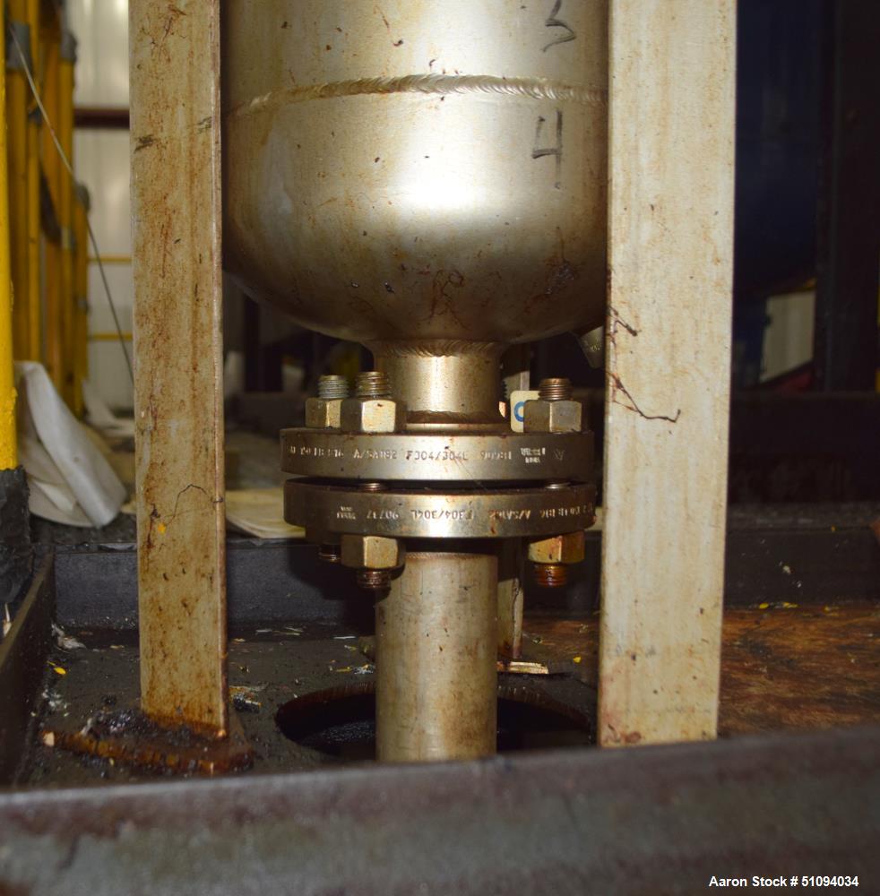 Used Shelco Bag Filter Housing, Model USB-2SB-304-2F-B, 304 Stainless Steel. Approximate 8" diameter x 34" straight side. Internal rated 150 psi at -20 to 300 degrees F. National Board# 20, serial# 1...
