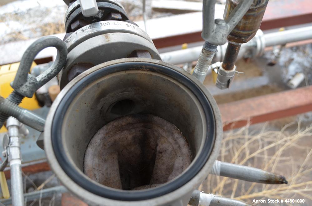 Used Nowata Filtration W4 Series Liquid Bag Filter Housing, Model W4UN12N30, 316 Stainless Steel. Flow rates to 50 gallons per minute, surface area 1 square foot, volume 130 cubic inches. Approximate...
