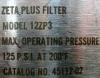 USED: AMF Cuno Zeta Plus cartridge filter, model 12ZP3, 316 stainless steel. 12