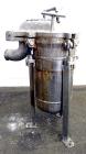 Used Mechanical Basket Filter, 3 Gallon Capacity, 316 Stainless Steel, Vertical. Approximately 8” diameter x 16