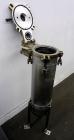 Used Mechanical Basket Filter, 7 Gallon Capacity, 316 Stainless Steel, Vertical. Approximately 8-1/2” diameter x 29