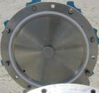 Used Millipore Sterilizing/Pancake Type Filter, 293 MM Diameter, 304 Stainless Steel. Filter area 518 cubic CM, max 125 PSI inlet, pre-filter diameter 257 MM. 1