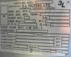 Used 3-L Cartridge Filter, Model FWFA-3840-F150, 304 stainless steel. Approximately 24