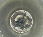 Used Vertical cartridge filter, stainless steel construction, 8 in ID with air cylinder for lid.