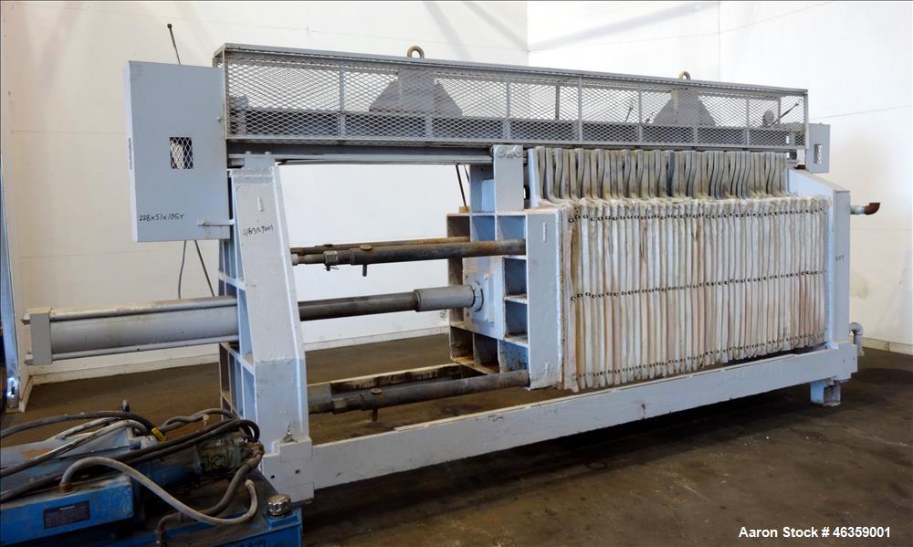 Used Filter Press, Carbon steel frame with 43 polypropylene plates.
