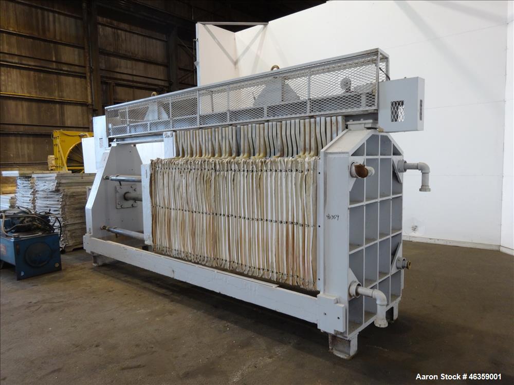 Used Filter Press, Carbon steel frame with 43 polypropylene plates.