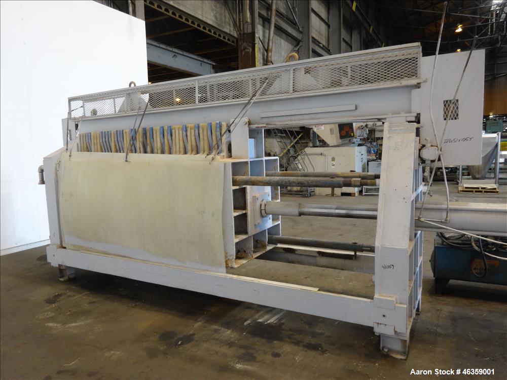 Used Filter Press, Carbon steel frame with 43 polypropylene plates.