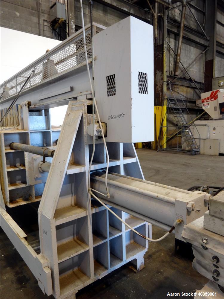 Used Filter Press, Carbon steel frame with 43 polypropylene plates.