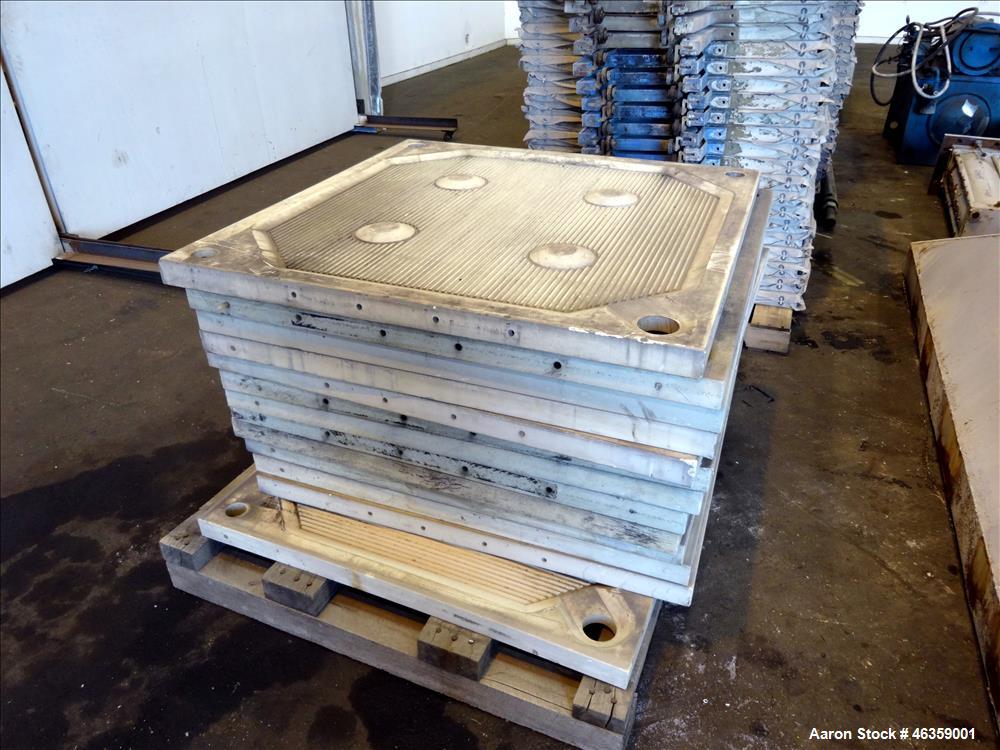 Used Filter Press, Carbon steel frame with 43 polypropylene plates.
