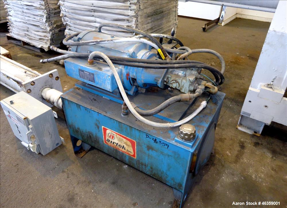 Used Filter Press, Carbon steel frame with 43 polypropylene plates.