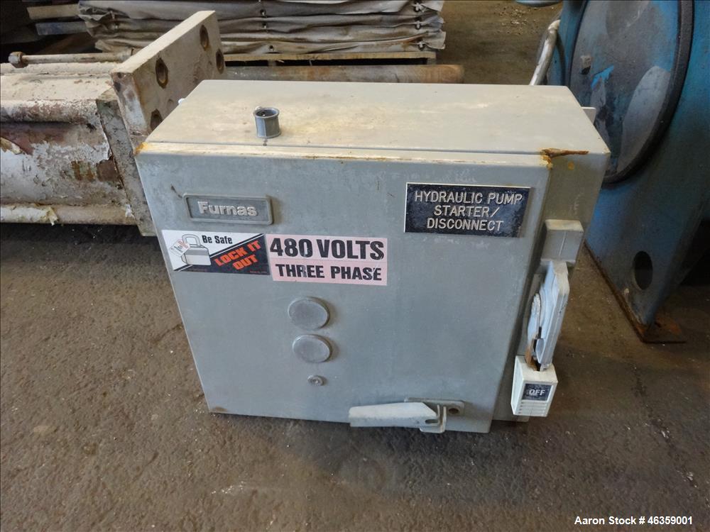 Used Filter Press, Carbon steel frame with 43 polypropylene plates.