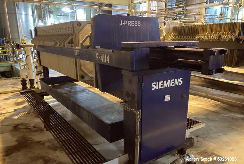 Used Siemens J-Press 800 MM CRG Poly Chamber Filter Press – 38 Plate Pressure Filtration System