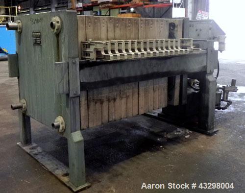 Used Avery Filter Company Filter Press, Model 800KF/10/32. (15) 800mmx 800mm x approximate 1/2” recess polypropylene filter plates. Approximately 80 square feet filter area, 3.4 cubic feet cake capac...