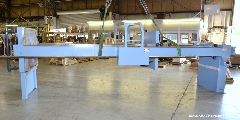 Used Beckart Environmental Hy-Pack Filter Press, Model 1000-40(60)A.  Carbon steel frame, (64) 39-1/4" x 39-1/4" x approximately 1/2" recess polypropylene plates, (1) head, (1) tail plate. Approximat...
