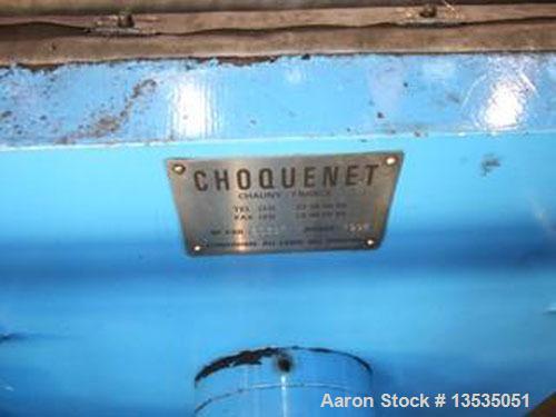 Used Choquenet HP 800 Filter Press.  Maximum capacity for cake thickness 2" (50 mm), 28.8 cubic feet (818 liters).  Comprised of polypropylene trays 31" x 31" (800 x 800 mm).  Surface 37.2 m2.  Press...