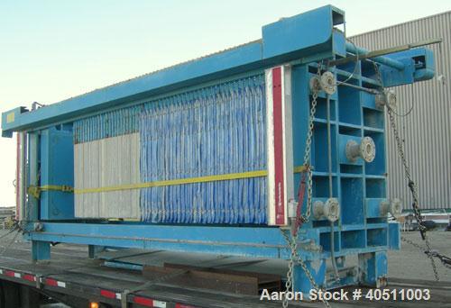 Used Durco Filter Press, Model QPG-1200/32-55. (58) 47" x 47" x 2 1/2" thick x 1/2" recess polypropylene overhead suspended plates, (1) head, (1) tail plate. Approximately 889.7 square feet filter ar...