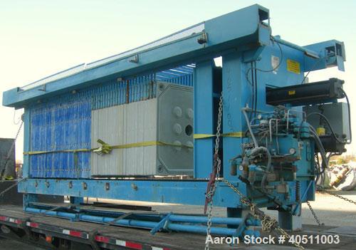 Used Durco Filter Press, Model QPG-1200/32-55. (58) 47" x 47" x 2 1/2" thick x 1/2" recess polypropylene overhead suspended plates, (1) head, (1) tail plate. Approximately 889.7 square feet filter ar...