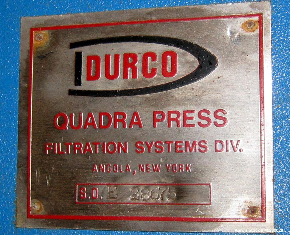 Used Durco Quadra Plate & Frame Press Filter Press, Model QPM-1200/32-14/28