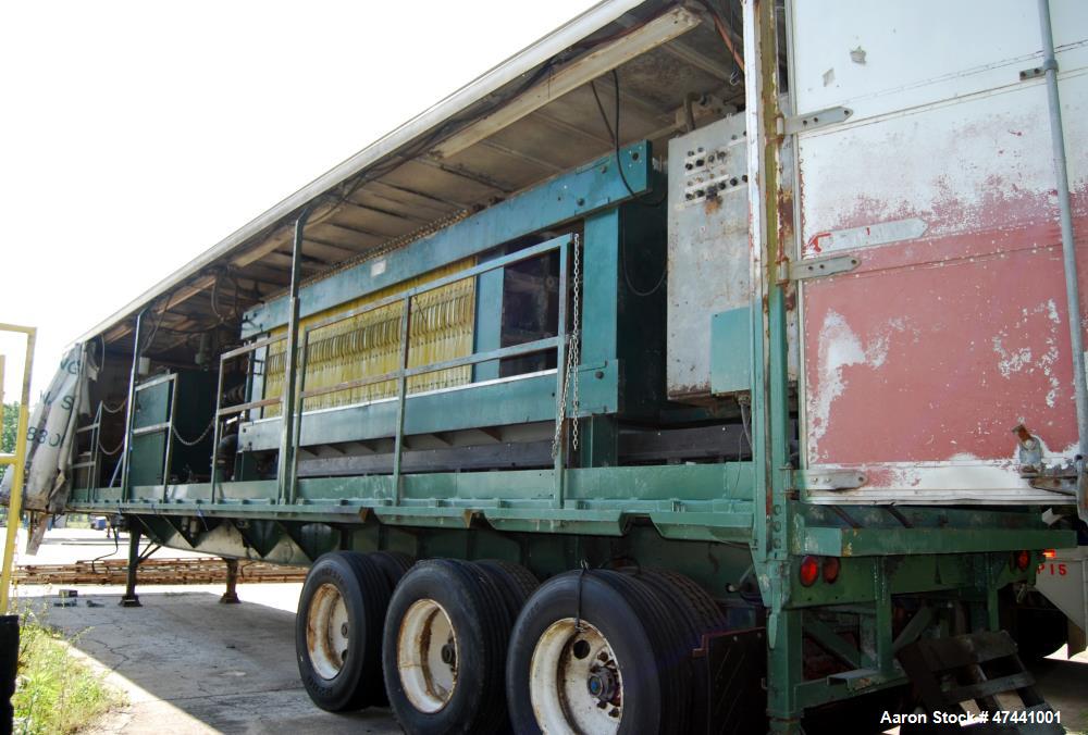 Used Durco Filter Press. QP1200/25-46/56.  Quadra press. (58) 48" x 48" Polyprop plates. Discharge conveyor. Trailer mounted.