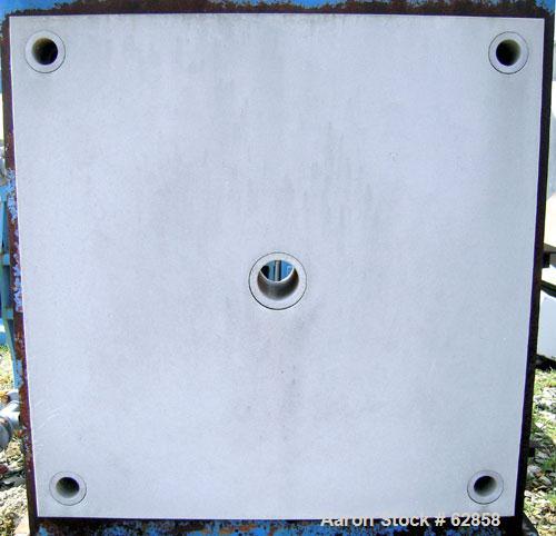 Used Durco Quadra Press Filter Press Frame Only. Requires 48" x 48" plates. 17'10" fully opened, 14'10" closed length. Center feed, 4 corner discharge. Upper side bars. Double ram closure. Unit inclu...