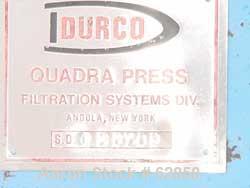 Used- Durco Quadra Press Filter Press Frame Only. Requires 48" x 48" plates. 17'10" fully opened, 14'10" closed length. Cent...