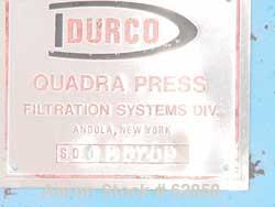 Used Durco Quadra Press Filter Press Frame Only. Requires 48" x 48" plates. 17'10" fully opened, 14'10" closed length. Center feed, 4 corner discharge. Upper side bars. Double ram closure. Unit inclu...