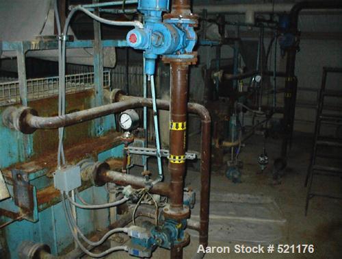 USED: Edwards and Jones filter press. 1200mm x 1200mm polypropylene plates, 36 plates. Approximately 500 sq ft of filtration area. Press includes a plate shifter. Center feed corner discharge, hydrau...