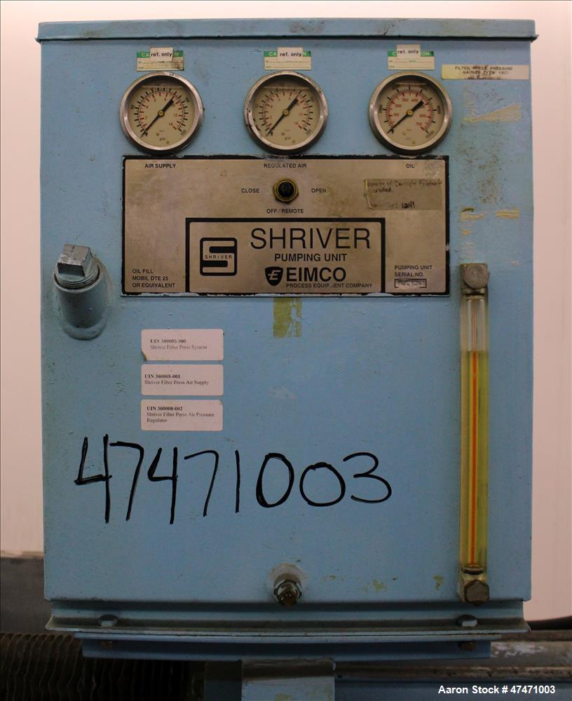Used Emico Shriver Filter Press, Model M630FB-6PP-MEMH-DB-100-40MM.