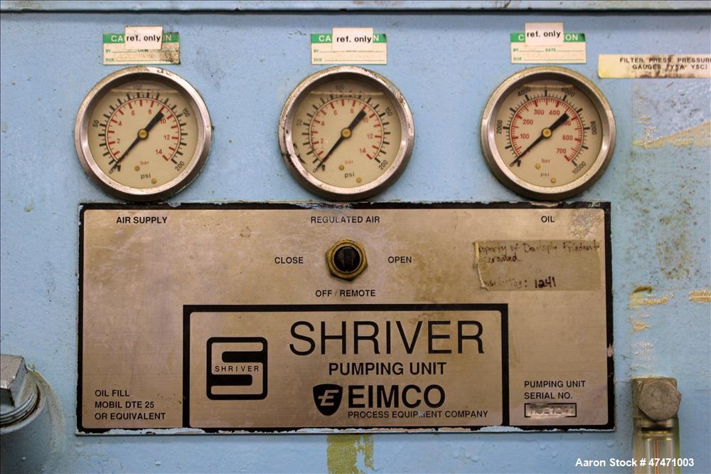 Used Emico Shriver Filter Press, Model M630FB-6PP-MEMH-DB-100-40MM.