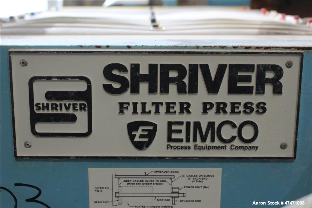 Used Emico Shriver Filter Press, Model M630FB-6PP-MEMH-DB-100-40MM.