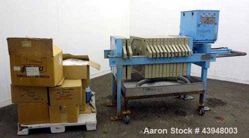 Used Eimco Shriver Filter Press, Model M630FB. Carbon steel frame, (12) 24-3/4” x 24-3/4” x approximate 1/2" recess polypropylene plates, (1) head, (1) tail plate. Approximate 76.8 square feet filter...