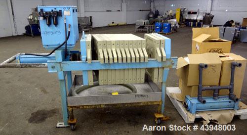 Used Eimco Shriver Filter Press, Model M630FB. Carbon steel frame, (12) 24-3/4” x 24-3/4” x approximate 1/2" recess polypropylene plates, (1) head, (1) tail plate. Approximate 76.8 square feet filter...