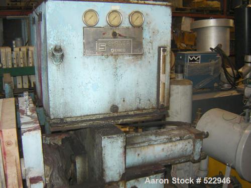 USED: 24" x 24" Eimco Shriver filter press, 14 plates, model M630FB.Maximum filtering pressure 225 psi. Maximum thrust 65 tons. Maximumoil pressure 1600 psi. Inlet air pressure 80 psi. With 14 polypr...