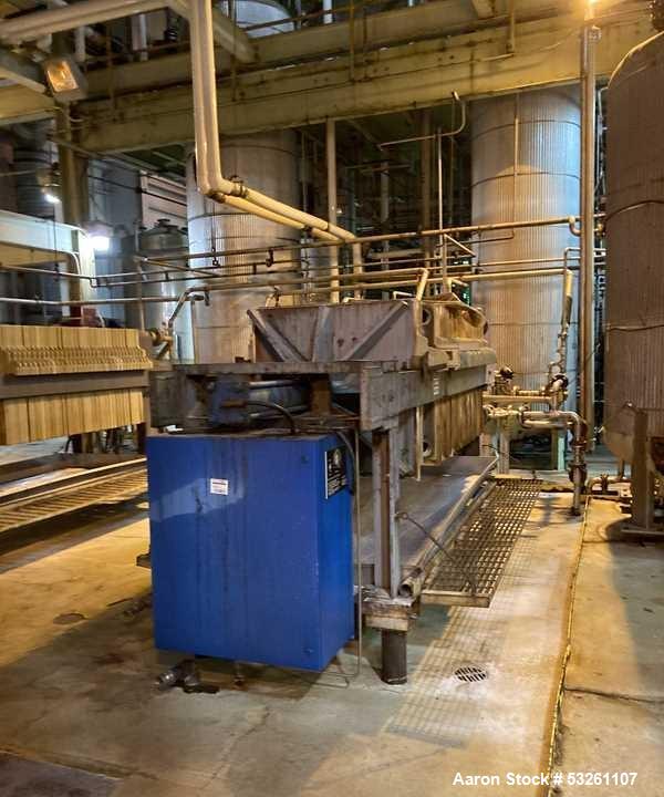 Used Eimco Shriver 900mm Polypropylene Plate and Frame Filter Press, F-4113. 900mm Chambers. (33) 1" thick plates, frames & end plate. Self contained hydraulic closure. Piping included.