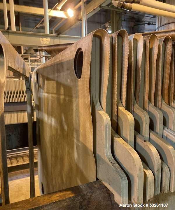 Used Eimco Shriver 900mm Polypropylene Plate and Frame Filter Press, F-4113. 900mm Chambers. (33) 1" thick plates, frames & end plate. Self contained hydraulic closure. Piping included.