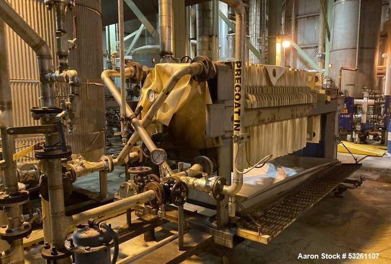 Used Eimco Shriver 900mm Polypropylene Plate and Frame Filter Press, F-4113. 900mm Chambers. (33) 1" thick plates, frames & end plate. Self contained hydraulic closure. Piping included.