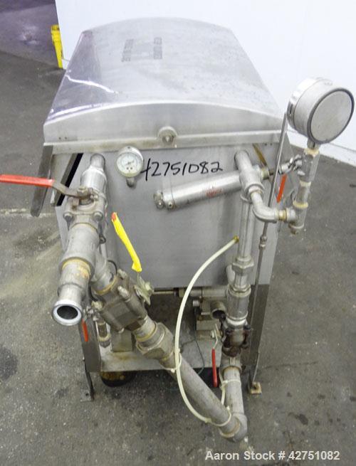 Used Ertel Vapor-Master Enclosed Plate & Frame Filter Press, Model EUS-O, 316 Stainless Steel. (5) Plates, (6) Frames, (1) Spacer, (1) head, (1) tail. Manual ratchet closure. Approximate (0.26) cubic...