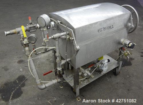 Used Ertel Vapor-Master Enclosed Plate & Frame Filter Press, Model EUS-O, 316 Stainless Steel. (5) Plates, (6) Frames, (1) Spacer, (1) head, (1) tail. Manual ratchet closure. Approximate (0.26) cubic...