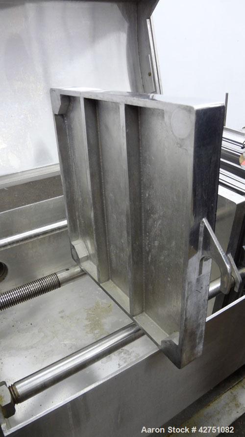 Used Ertel Vapor-Master Enclosed Plate & Frame Filter Press, Model EUS-O, 316 Stainless Steel. (5) Plates, (6) Frames, (1) Spacer, (1) head, (1) tail. Manual ratchet closure. Approximate (0.26) cubic...