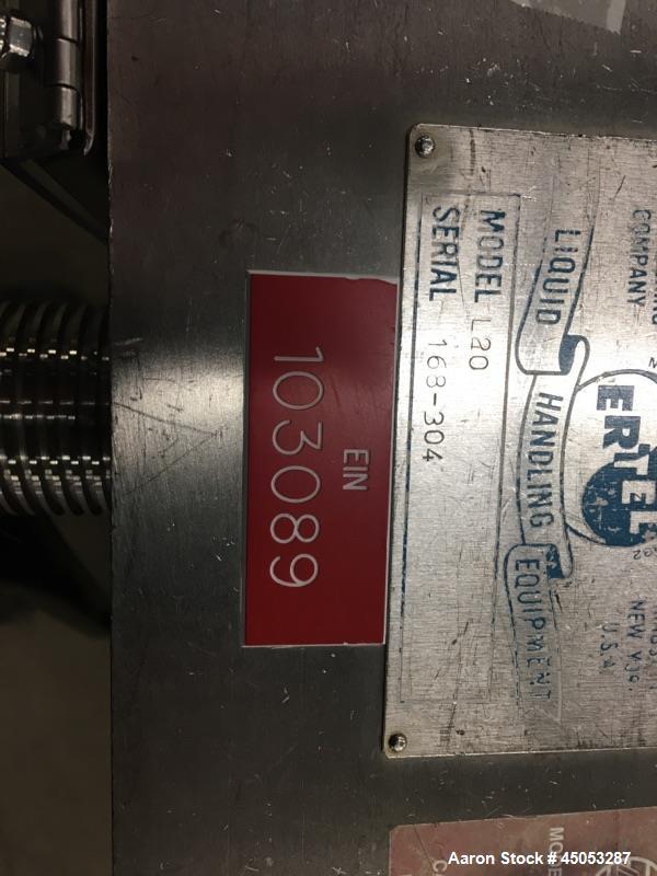 Used Ertel Plate and Frame Filter Press, Model L20, Stainless Steel