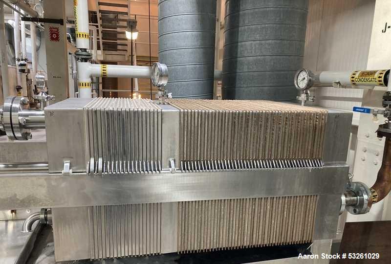 Used Ertel Engineering L600-72 316L Stainless Steel Sanitary Filter Press – 64 Plate & Frame Filtration System