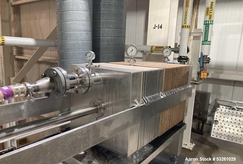 Used Ertel Engineering L600-72 316L Stainless Steel Sanitary Filter Press – 64 Plate & Frame Filtration System