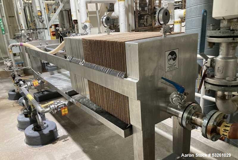 Used Ertel Engineering L600-72 316L Stainless Steel Sanitary Filter Press – 64 Plate & Frame Filtration System