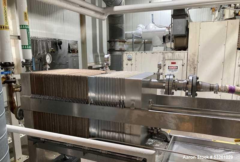 Used Ertel Engineering L600-72 316L Stainless Steel Sanitary Filter Press – 64 Plate & Frame Filtration System