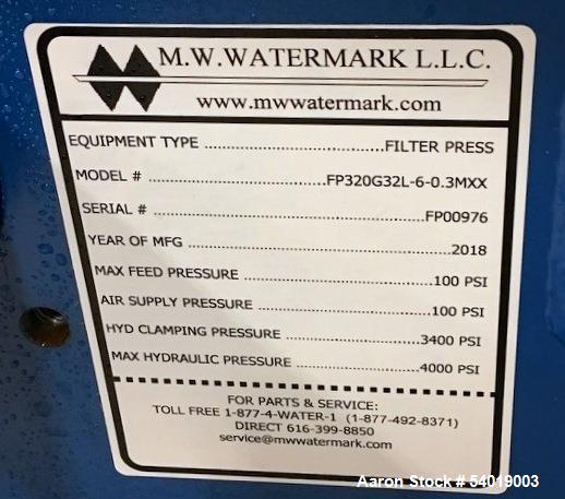 MW Watermark Hydraulic Filter Press with Plate Shifter – Model FP320G32L